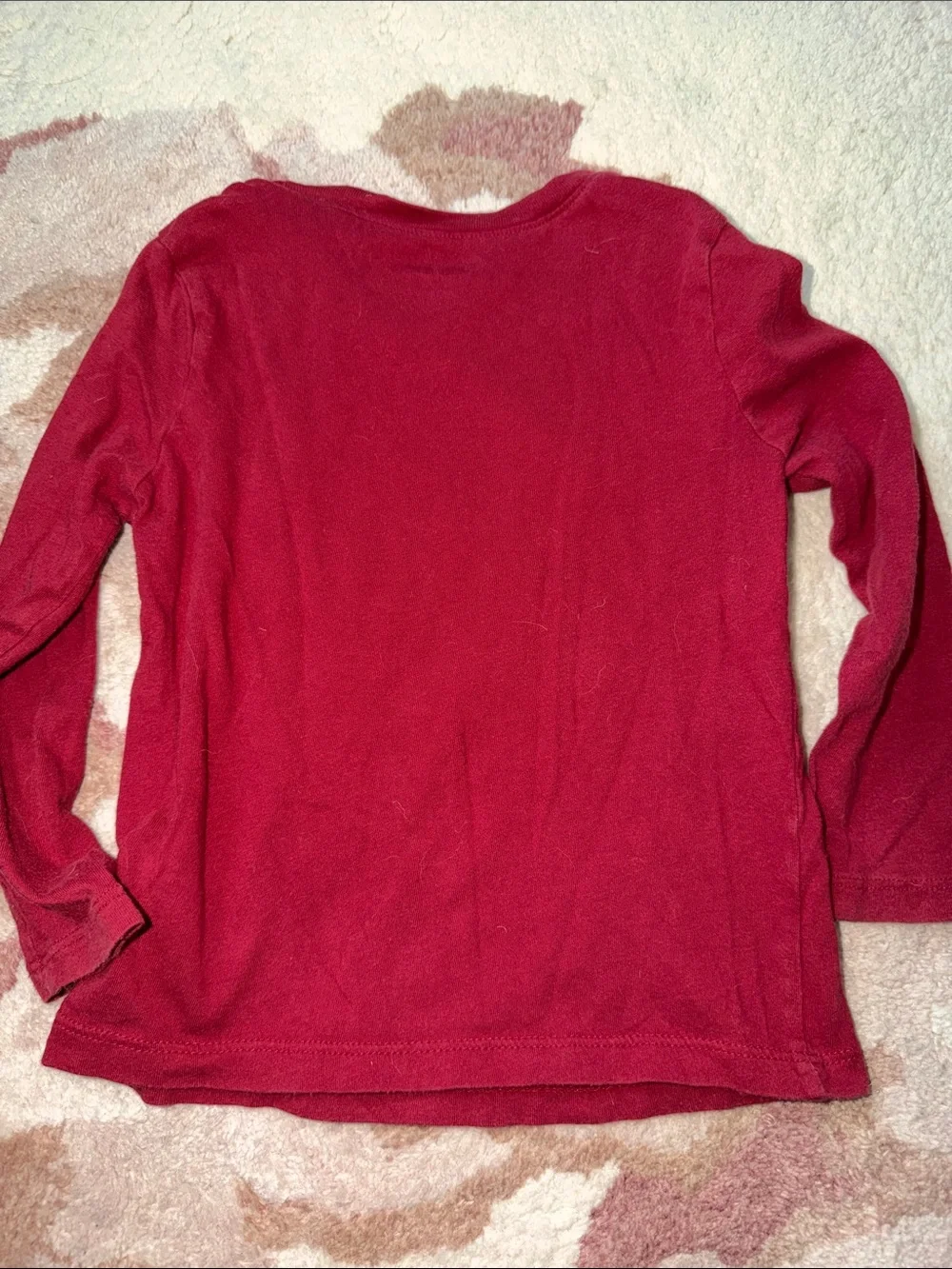 Old Navy Burgundy Long Sleeve Tee with Colorful Floral 'Hugs & Kisses' Graphic